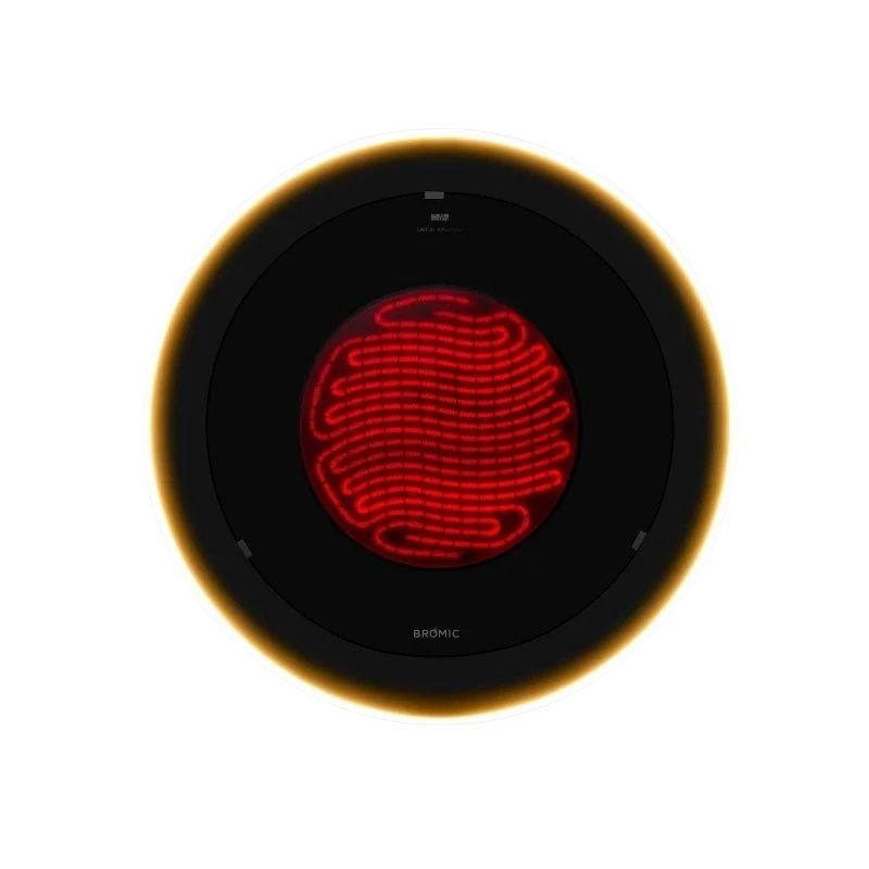 Front view of heater with red light on 