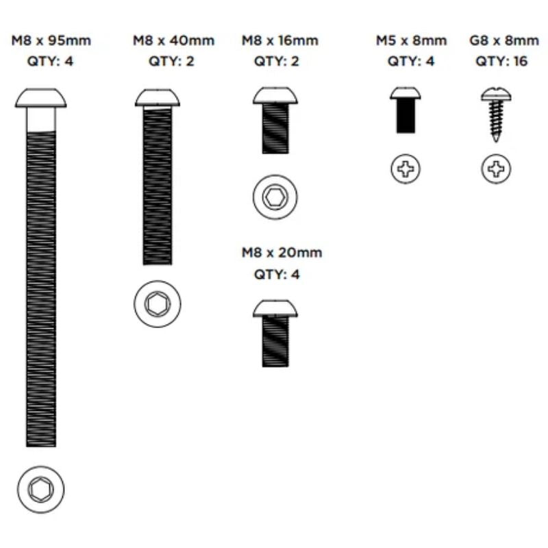 Bromic Screw Set for Tungsten Portable - complete set sketch view