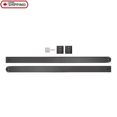 Clean view of black mounting poles with free shipping icon.