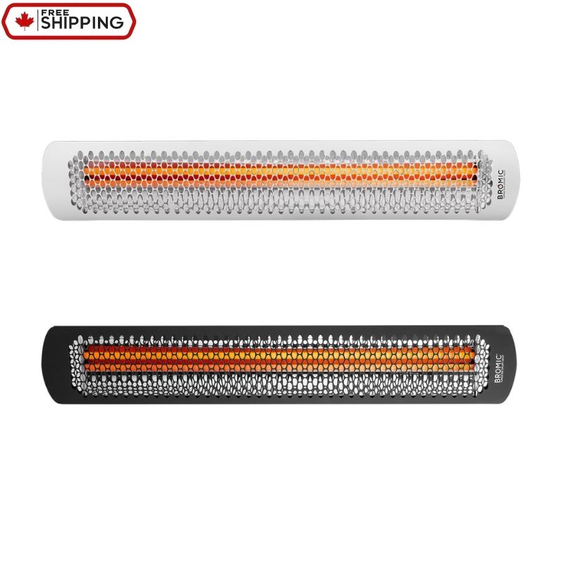 Two tungsten electric radiant heaters on a clean white background.