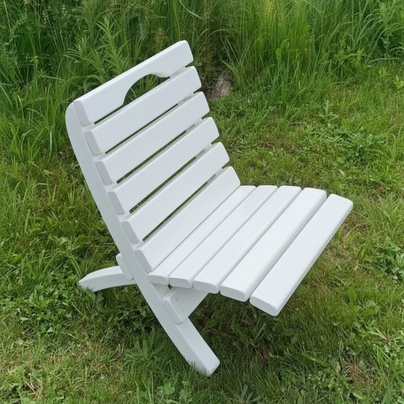 Camp Chair in a grassy outdoor setting - poly luxe - white