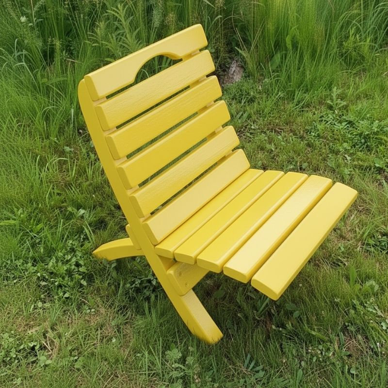 Camp Chair in a grassy outdoor setting - poly luxe - lemon yellow