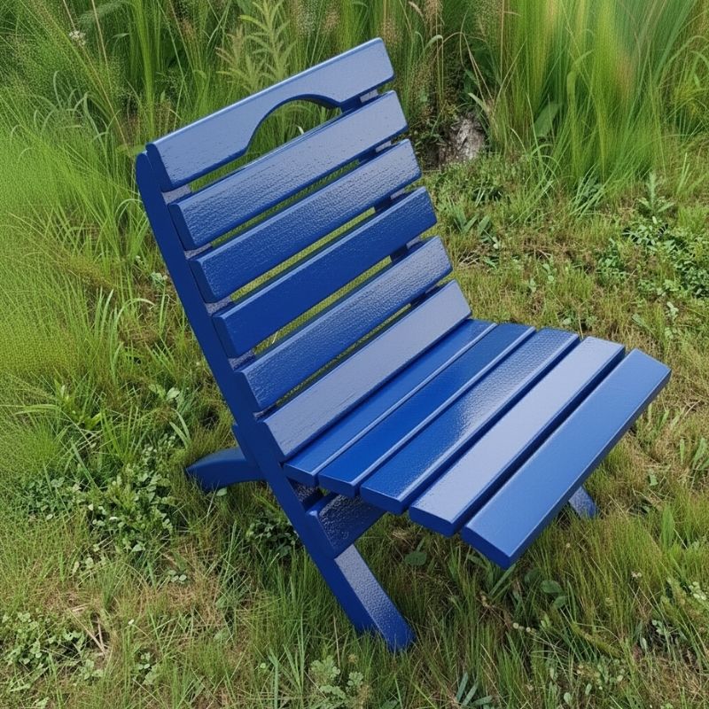 Camp Chair in a grassy outdoor setting - poly luxe - blue