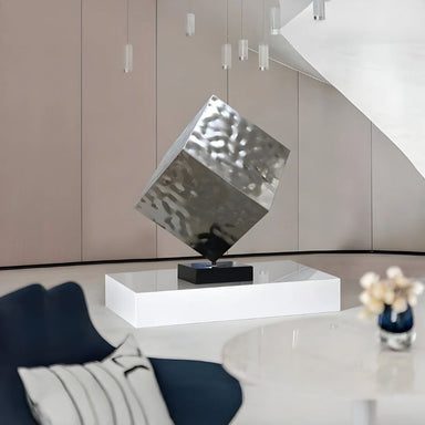 Cubic Geometric Steel Sculpture indoor setting