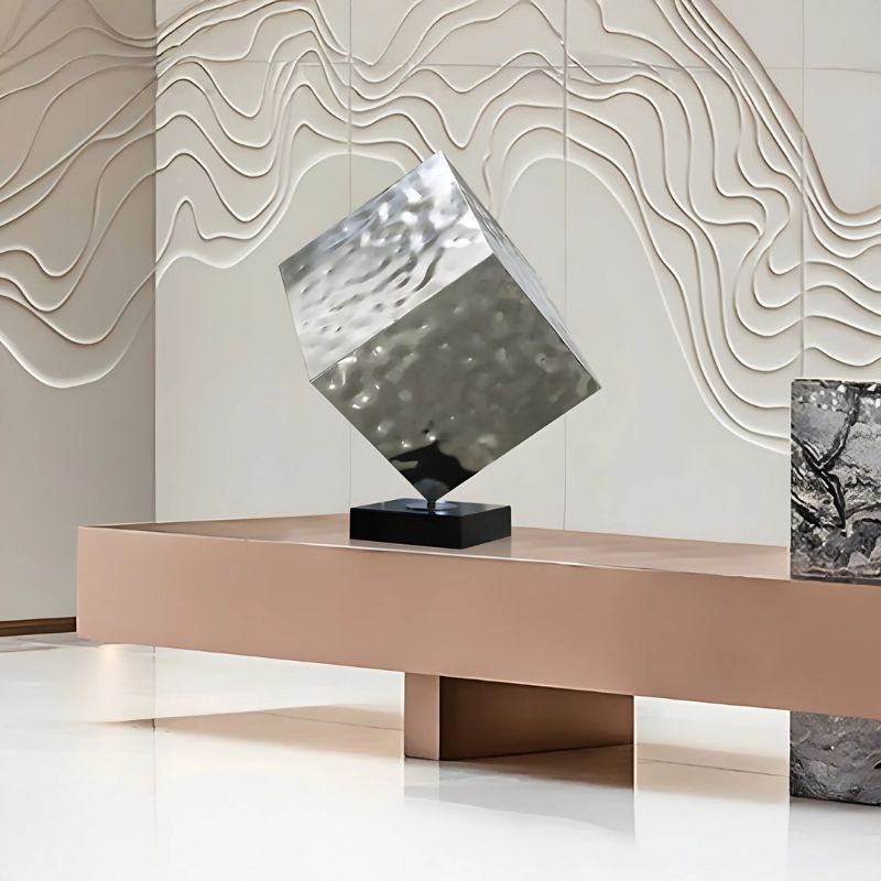 Cubic Geometric Steel Sculpture second indoor setting