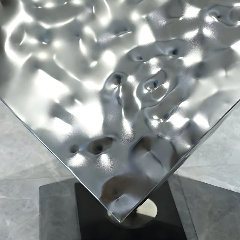 Cubic Geometric Steel Sculpture close up view