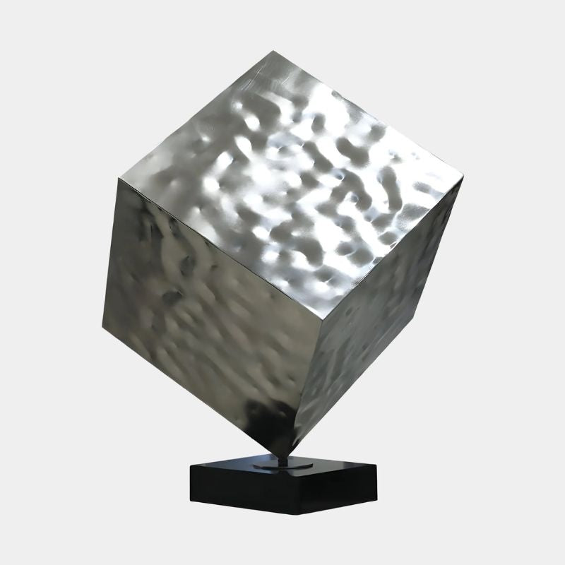 Cubic Geometric Steel Sculpture in a clean  background
