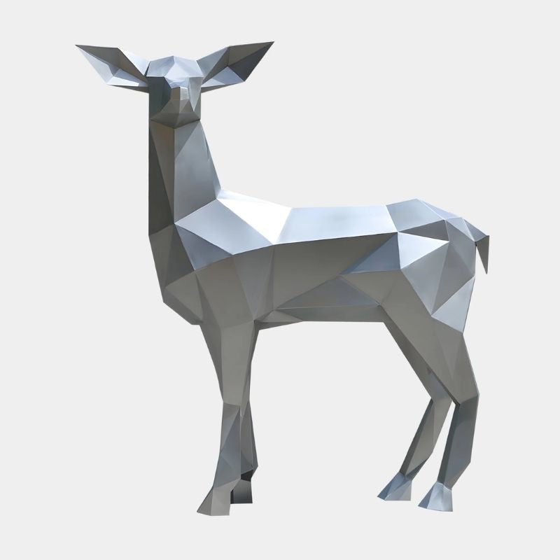 Deer II Geometric Steel Outdoor Sculpture - Clean background view