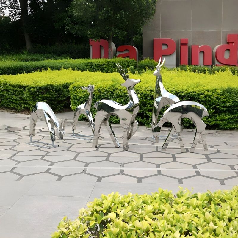 Deer Organic Steel Outdoor Sculpture All Version outdoor setting
