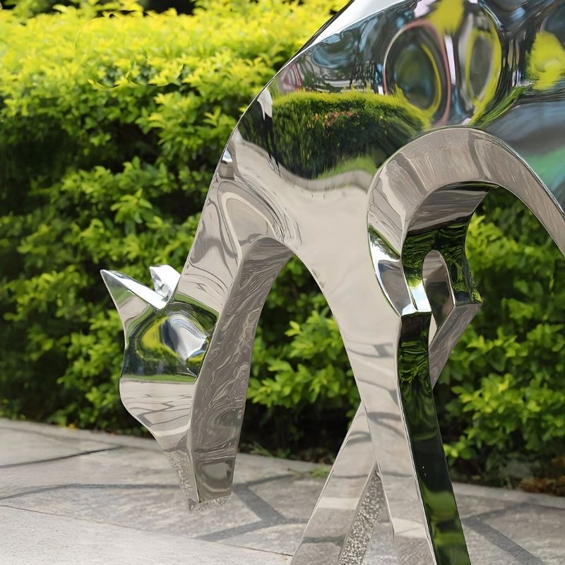 Deer Organic Steel Outdoor Sculpture - close up view