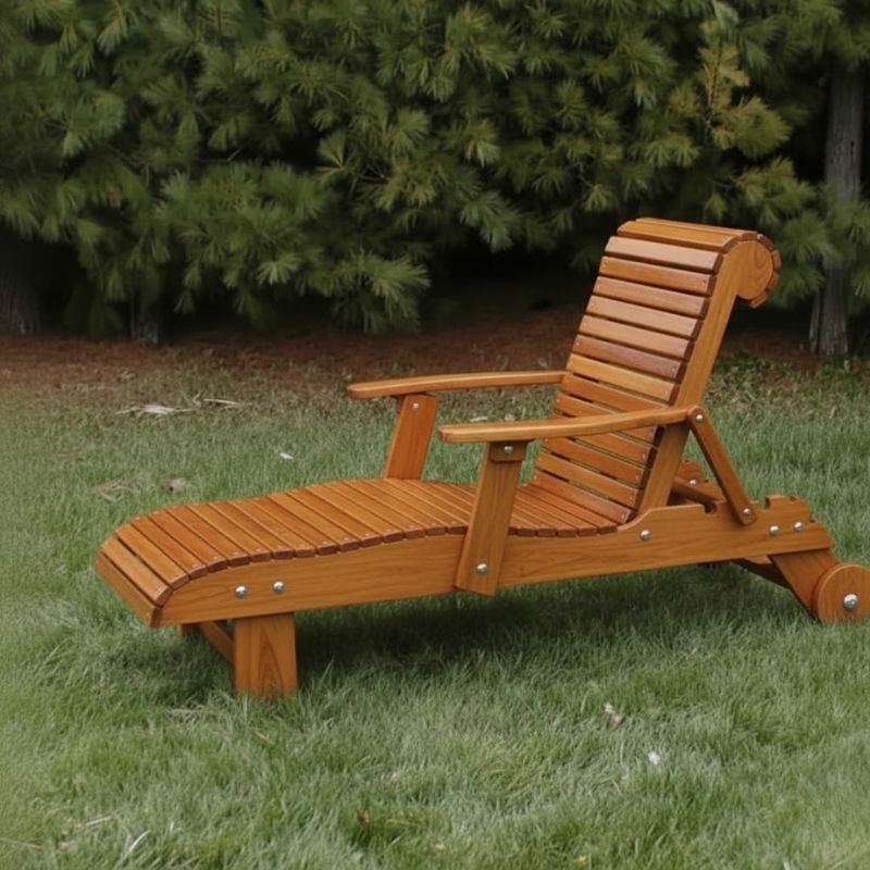 Deluxe Lounge Chair on grass with trees in the background - clear cedar - caramel glossy