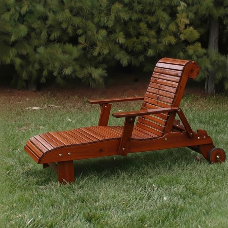 Deluxe Lounge Chair on grass with trees in the background - knotted cedar - mahogany glossy