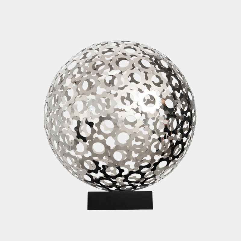 Lunar Silver Abstract Steel Sculpture - clean view