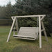 Family Porch Swing with Frame on a grassy area with trees in the background - poly luxe - woodgrain driftwood grey
