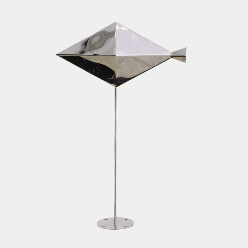 Fish Geometric Steel Outdoor Sculpture - clean front view