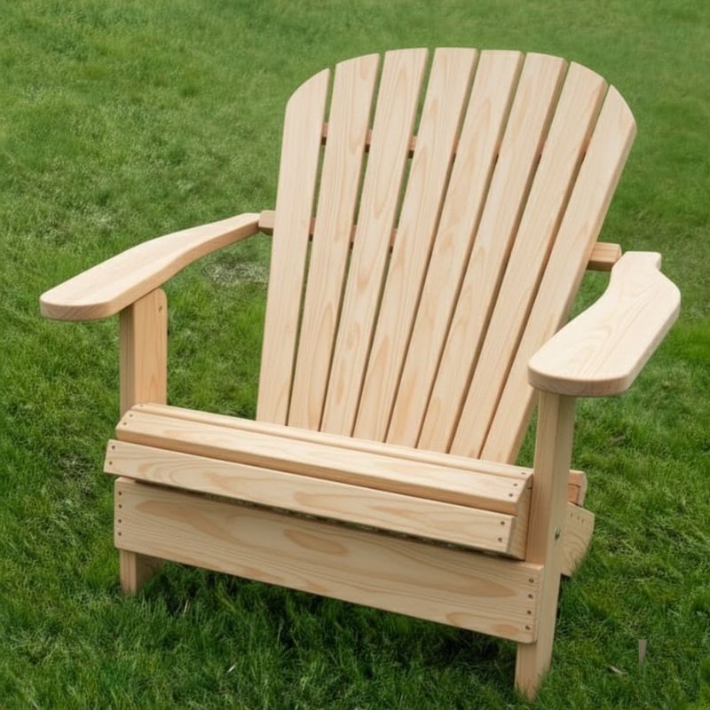  Grand Adirondack Chair (Oversized) on a grassy background - poly luxe - woodgrain birchwood