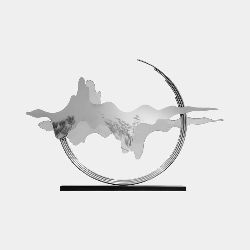 Horizon Silver Abstract Steel Sculpture - 100/135cm