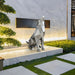 Howling Dog Silver Geometric Steel Sculpture - Outdoor set up