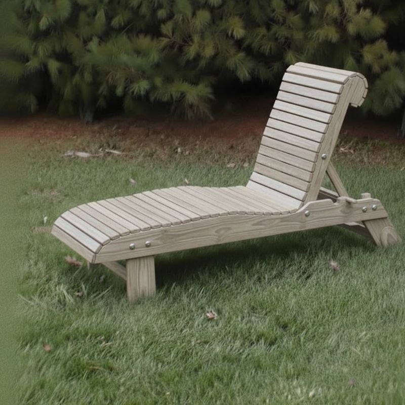 Lounge Chair on grass with trees in the background - poly luxe - woodgrain driftwood grey