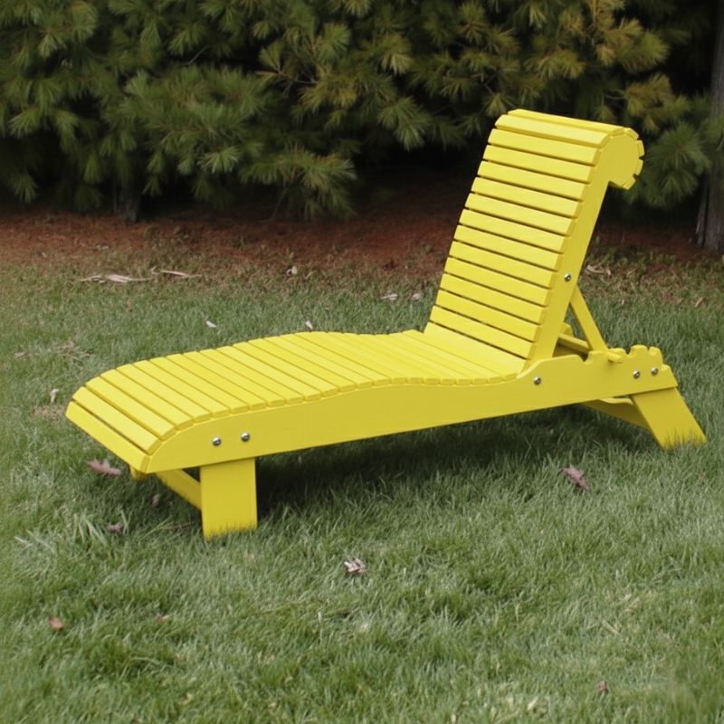 Lounge Chair on grass with trees in the background - poly luxe - lemon yellow