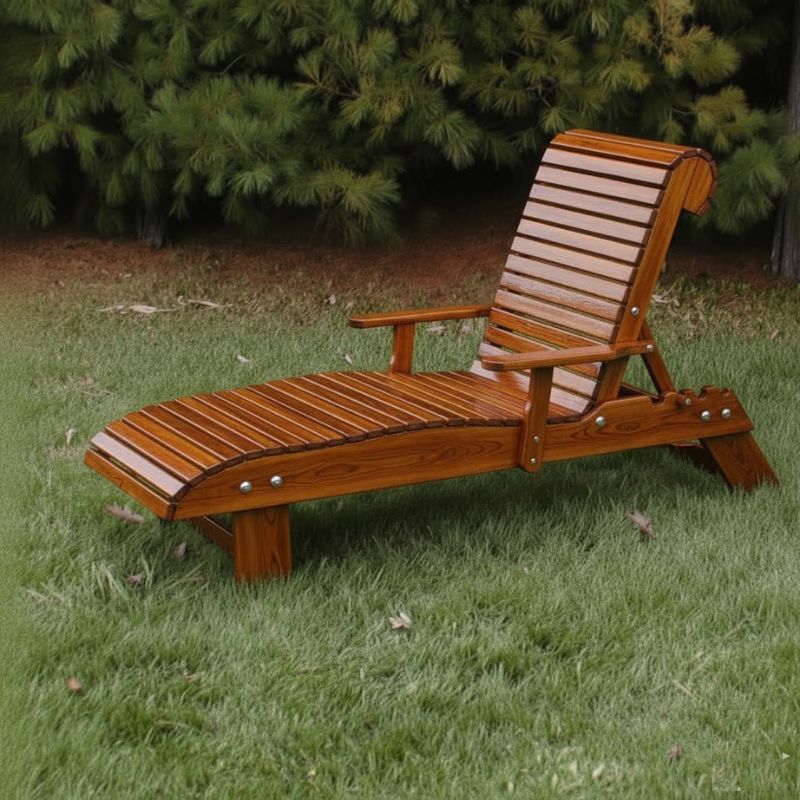 Lounge Chair on grass with trees in the background - clear cedar - caramel glossy