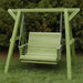 Lovers Porch Swing with Frame Lime Green Variant in outdoor set up, with grass and trees.