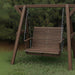 Lovers Porch Swing with Frame on grass with trees on the background -poly luxe - woodgrain brazilian walnut