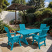 Modern Dining Set for 4 with 5' Table in a garden setting - poly luxe - aruba blue
