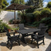 Modern Dining Set for 4 with 5' Table in a garden setting - poly luxe - black