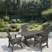 Dark Grey variant of Modern Dining Set for 4 with 6' Table in a garden setting