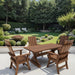 Modern Dining Set for 4 with 6' Table in a garden setting - poly luxe - woodgrain brazilian walnut