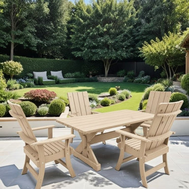 Modern Dining Set for 4 with 6' Table in a garden setting