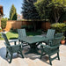 Turf green outdoor dining set with table and chairs on a patio