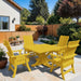 Modern Dining Set for 4 with Pedestal Table on a patio area - poly luxe - yellow