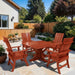 Modern Dining Set for 4 with Pedestal Table on a patio area - clear cedar - mahogany glossy