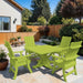 Modern Dining Set for 4 with Pedestal Table on a patio area - poly luxe - lime green 