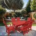 Modern Dining Set for 6 with 6' Tablein a garden setting - red- poly luxe