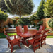 Modern Dining Set for 6 with 6' Tablein a garden setting - clear cedar - mahogany glossy