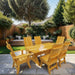 Modern Dining Set for 6 with 6' Tablein a garden setting - clear cedar -golden glossy