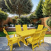 Modern Dining Set for 6 with 6' Tablein a garden setting - yellow - poly luxe