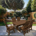 Modern Dining Set for 6 with 6' Table in a garden setting - poly luxe - woodgrain brazilian walnut