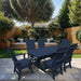 Modern Dining Set for 6 with 6' Tablein a garden setting - patriot blue - poly luxe