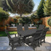 Modern Dining Set for 6 with 6' Tablein a garden setting - dark grey - poly luxe