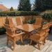 Modern Dining Set for 6 with Pedestal Table on a deck - clear cedar - caramel glossy