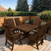 Modern Dining Set for 6 with Pedestal Table on a deck - poly luxe - woodgrain brazilian walnut