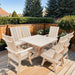 Modern Dining Set for 6 with Pedestal Table on a deck - clear cedar - unstained