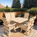 Modern Dining Set for 6 with Pedestal Table on a deck - poly luxe - woodgrain birchwood