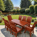 Modern Dining Set for 8 with 6' Table on a patio in a garden setting - clear cedar - mahogany glossy