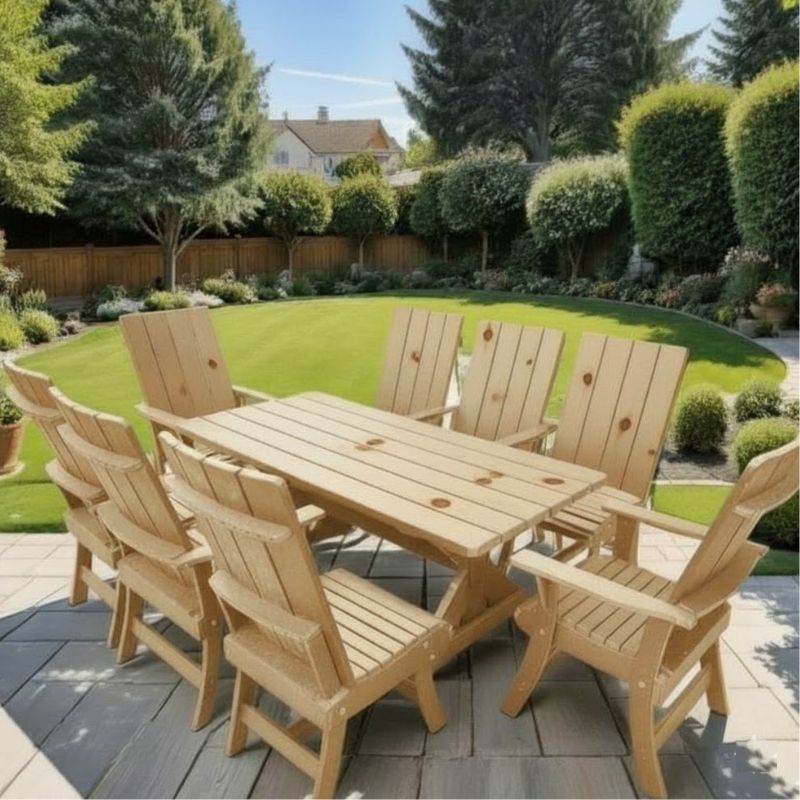 Modern Dining Set for 8 with 6' Table on a patio