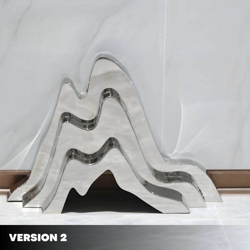 Mountain Range Silver Abstract Steel Sculptures - Version 2 indoor set up